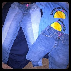 1 pair of jeans 1 graphic tee and a pair of shorts